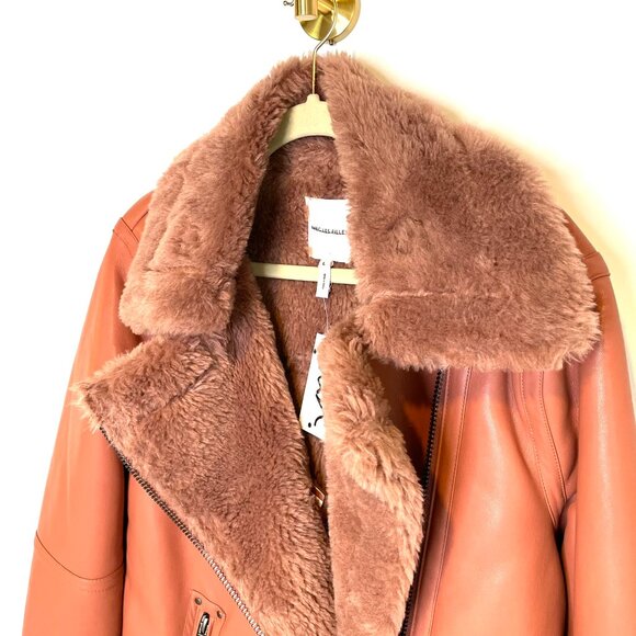 Boho Western | Avec Les Filles Faux Shearling Oversized Moto Bikercore Jacket L - Picture 7 of 16